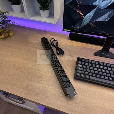 Regua Rack 19 Filtro Linha 10a 12 Tomadas Extensão Elétrica - Preto - Com Chave De Proteção Eletrônica Max Amper