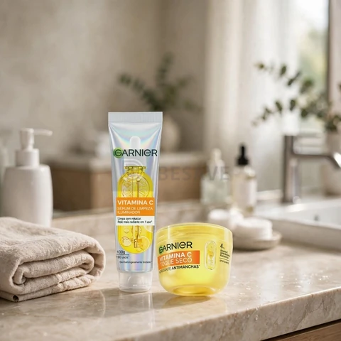 Garnier Kit Vitamina C, Sérum de Limpeza Iluminador, Serumnete 100g + Hidratante Facial Toque Seco Antimanchas 85g
