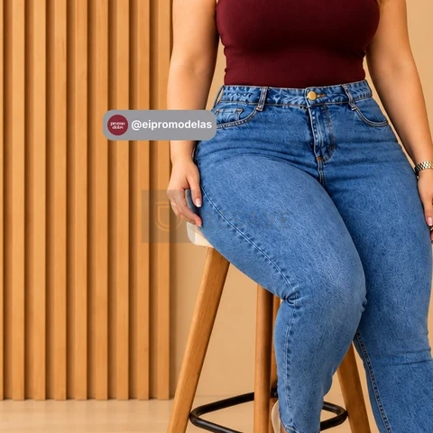 Calça Jeans Plus Size Cintura Alta Elastano Lycra Modeladora