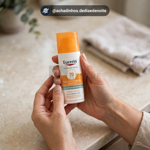 EUCERIN Protetor Solar Facial Oil Control Cor Clara FPS 70 50ml, Antioleosidade, Proteção UVA, UVB e Luz Visível, Pele Oleosa