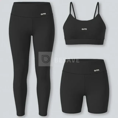 Kit Fitness Feminino Arm 3 Peças Top Legging E Short
