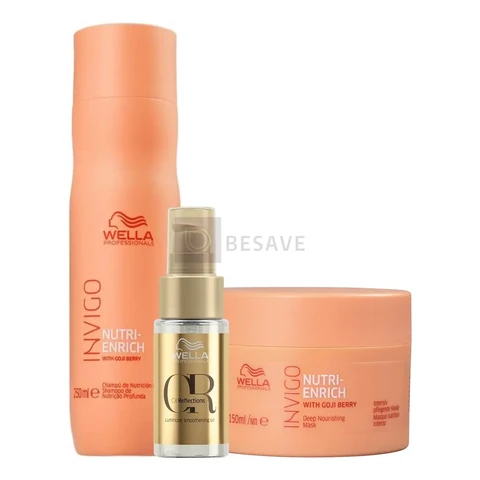 Kit Nutri Enrich Shampoo, Máscara E Oil Reflections - Wella Professionals