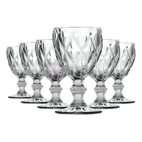 Jogo De Taças Bela Flor Vidro Diamond 330ml C/6 Incolor Lava-louças