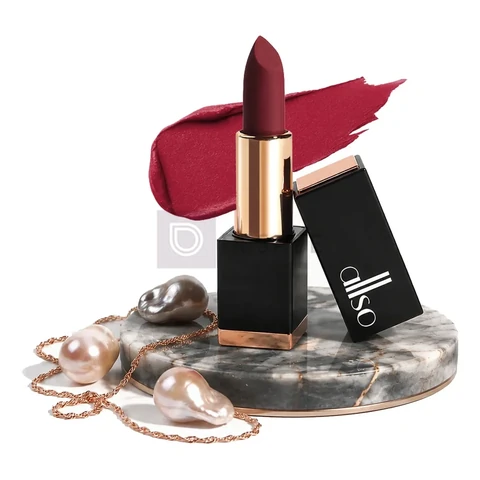 Batom Matte Allso Royal Bloom Cremoso Longa Duração Resistente Alta Fixação Alta Pigmentação Não Transfere Hidrata os Lábios Fórmula Leve Dia e Noite Maquiagem Lipstick Long Lasting Transfer Proof