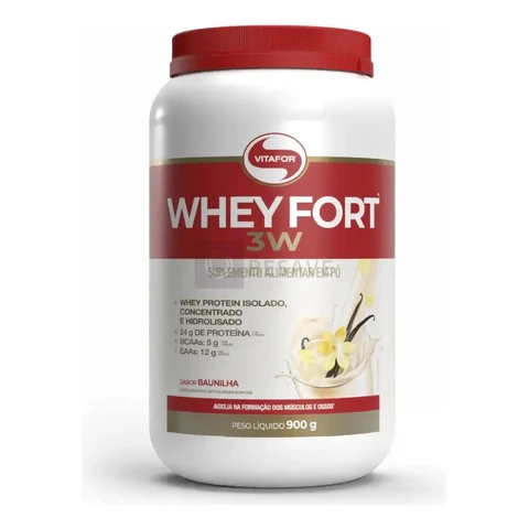 Suplemento Alimentar Whey Fort 3w 900g Vitafor Baunilha