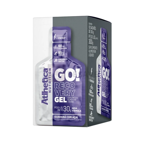 Go Energy Gel (10 Sachês) - Sabor Guaraná e Açai, Atlhetica Nutrition, Roxo
