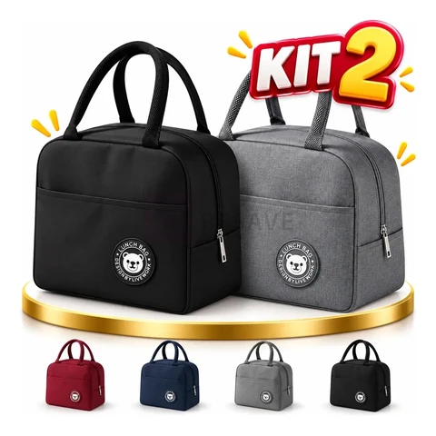Kit 2 Bolsa Marmita Térmica Lancheira Academia Trabalho Dia