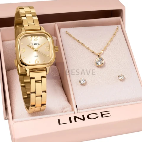 Kit Relógio Feminino Lince Com Colar E Brincos Lqgm084l23k0luc2kx