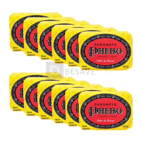Phebo Sabonete, Odor De Rosas, 90g, 12 Unidades