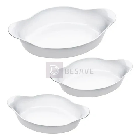 Marinex Conjunto de Assadeiras Oval Opaline 3 Peças Branco