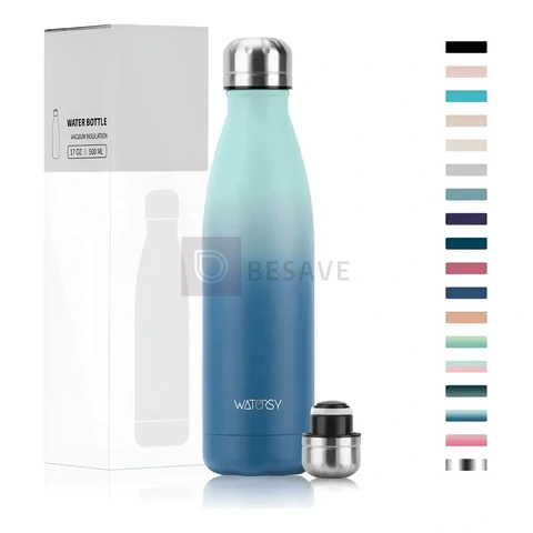 Garrafa Térmica Watersy 500ml Aço Inox Camping Azul Claro/azul