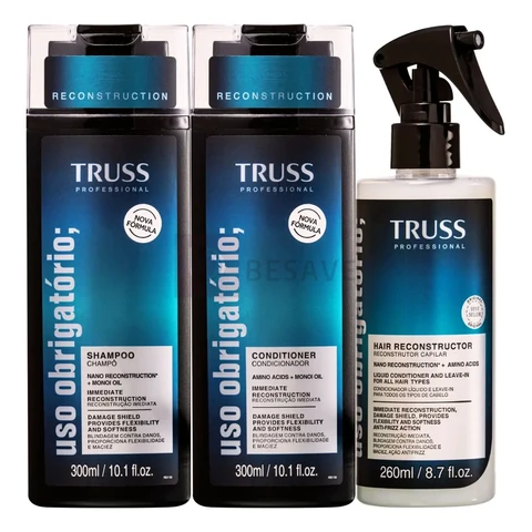 Kit Truss Uso Obrigatório com Shampoo, Condicionador e Spray Reconstrutor