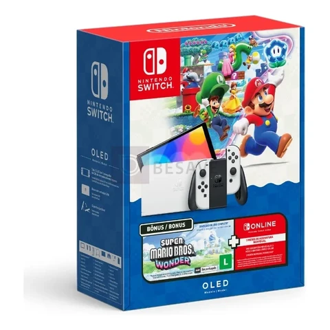 Nintendo Switch Oled Bundle Mario Bros. Wonder + Nso 3 Meses
