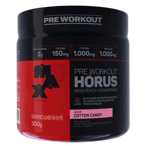 Pré-Treino Max Titanium Horus, Sabor Algodão-Doce, 300g