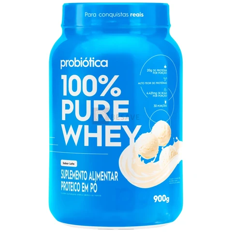 Probiótica 100% Pure Whey Pote (900g) -Leite