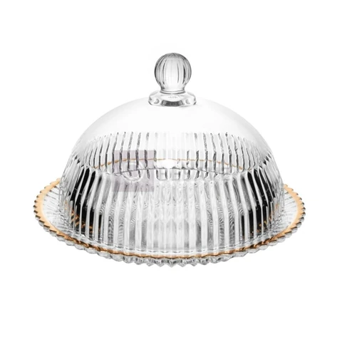 Queijeira Imperatriz de Cristal Fio de Ouro 20cm - Wolff