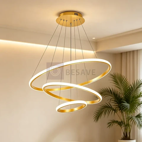 Lustre Led Sala Moderno 60w, 3 Arcos Pendente Luminária Teto