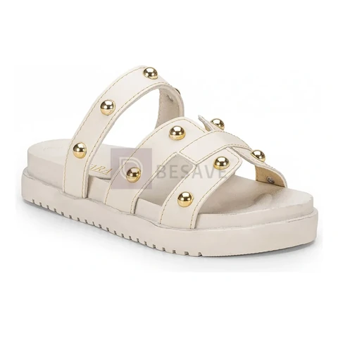 Sandalia Feminina Papete Feminina Rasteira Birken De Bolinha