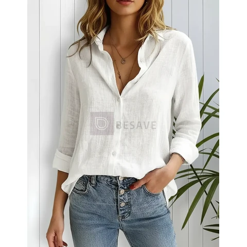 Blusa Feminina Manga Longa Leve Camisa Casual Verão
