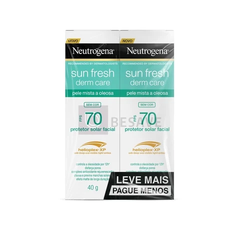Protetor Solar Facial Neutrogena Sun Fresh, Sem Cor, FPS 70, 2 Unidades 40g