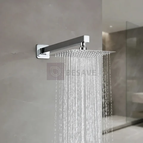 Chuveiro de Parede Quadrado 20cm Aço Inox Cromado Jato Chuva Ângulo Ajustável