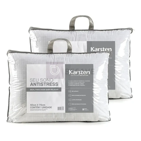 Kit 2 Travesseiros Antialérgico 50x70cm Hotelaria Karsten