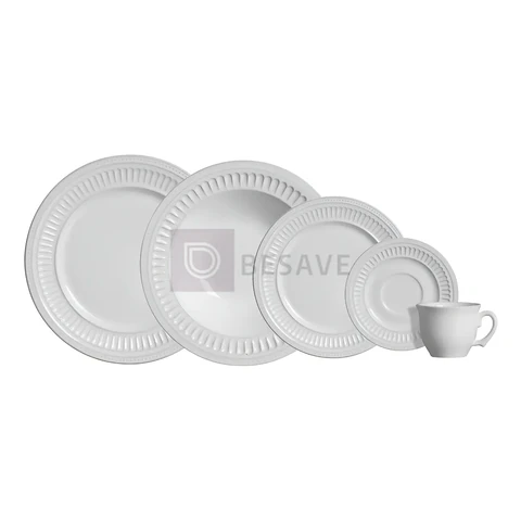 Aparelho de Jantar 20 peças Branco Poppy de Cerâmica - Scalla Cerâmica