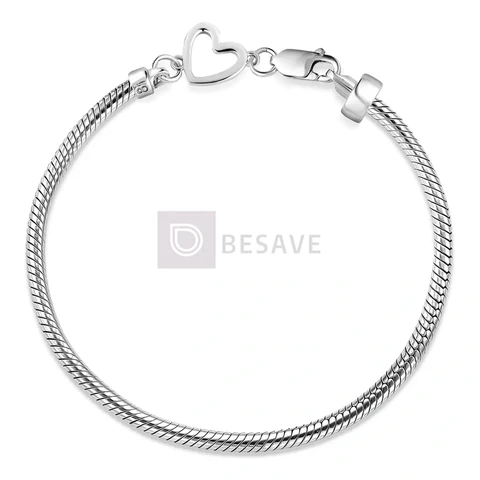Pulseira Life Coração Em Prata 925
