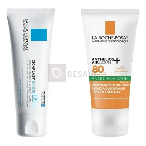 Kit Reparação & Proteção Solar Cicaplast Baume B5+ 40ml La Roche-posay + Protetor Airlicium Fps80 40g La Roche-posay