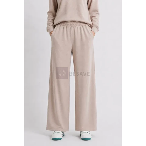Calça Feminina Moletinho Pantalona Soft Touch Com Bolso