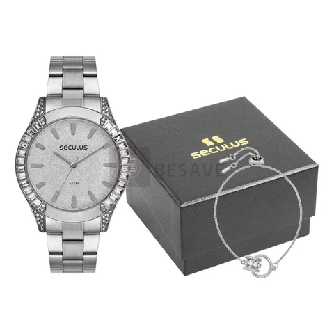 Relógio De Pulso Seculus Feminino Prateado 77305l0svns2k1 Prateado