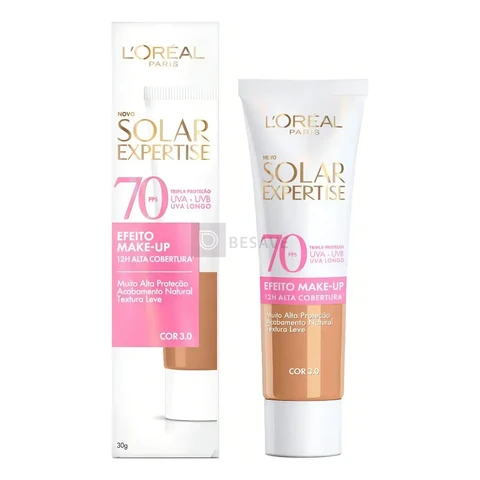 Protetor Solar Facial com Cor FPS 70 Alta Cobertura - L'Oréal Paris Solar Expertise Efeito Make Up - Cor 3.0 30g