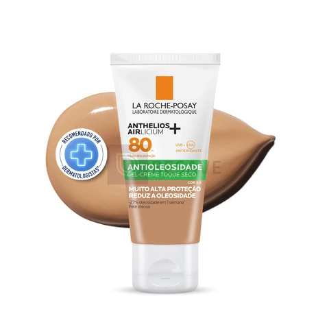 La Roche-Posay, Anthelios Airlicium, Protetor Solar Facial Antioleosidade com Cor, Controle de Oleosidade, Efeito Matte, Toque limpo, Ação anti-transferência da cor, Cobertura