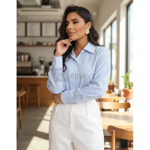 Camisa Social Feminina Manga Longa Moda Evangélica