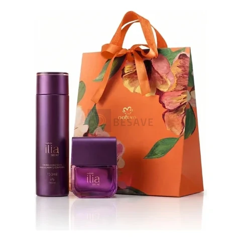 Kit Presente Ilía Secreto: Deo Parfum 50ml + Leite Hidratante Corporal 150ml + Sacola Presente Com Laço P