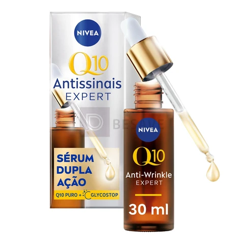 NIVEA Q10 Sérum Antissinais Expert Dupla Ação 30ml, Previne e Reduz Rugas, Renova a Pele, Tecnologia Glycostop, Hidratação Profunda