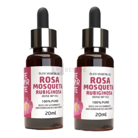 Kit 2 Óleos Rosa Rubiginosa 100% Puro Vegano 20ml Ferarte