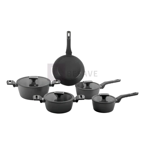 Jogo De Panelas Brinox Cerâmico 5 Pçs Carbon Ceramic Indução Cor Preto