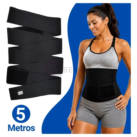 Cinta Modeladora Faixa Abdominal de 5 Metros com Velcro para Cintura e Barriga Evasecret