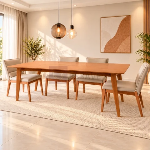 Mesa De Jantar Retangular 6 Lugares Evora 180 X 90
