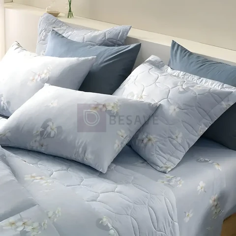 Jogo De Cama Casal 100% Algodão Jasmim 4 Peças Azul Karsten