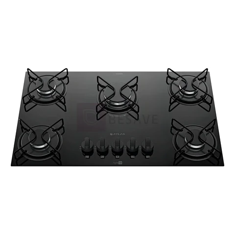 Cooktop 5 Bocas A Gás Atlas Agile Up Mega Chama Preto