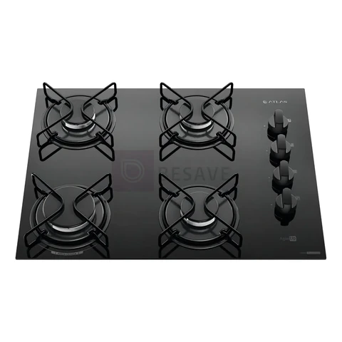 Cooktop 4 Bocas Atlas Agile Up Mesa Vidro Mega Chama Bivolt