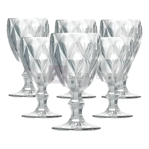 Jogo 6 Taças de Cristal 340ml Diamond Transparente vidro