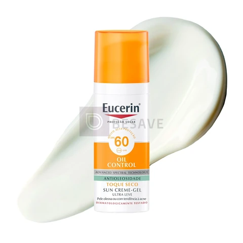EUCERIN Protetor Solar Facial Oil Control FPS 60 50ml, Antioleosidade, Rosto, Proteção UVA, UVB e Luz Visível