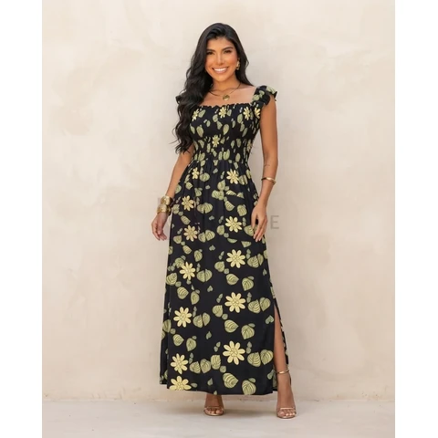 Vestido Longo Casual Soltinho Alcinha Verao Festa Elegante