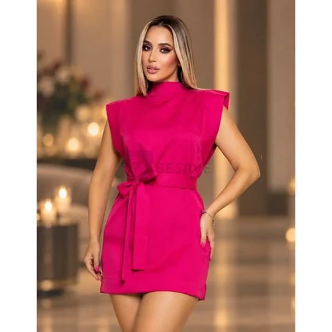 Vestido Feminino Curto Alfaiataria Elegante Com Cinto Muscle