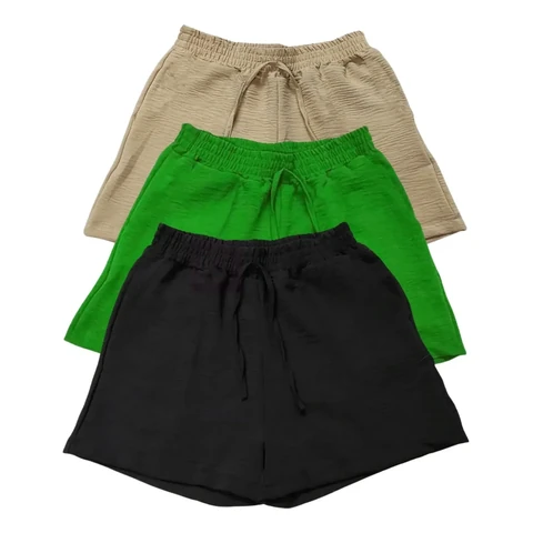 Kit 3 Shorts Feminino Basico Cintura Alta Confortável
