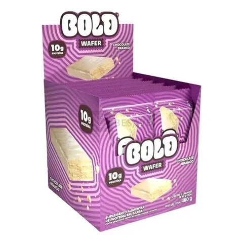 BOLD Wafer Sabor Chocolate Branco 10g de Proteína 40g 12 un.