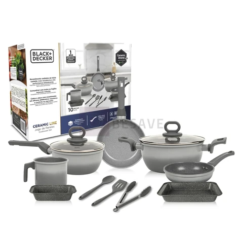Jogo de Panelas BLACK DECKER 10 Peças Ceramic Line - Cinza Gradiente